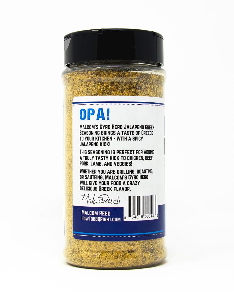 Malcoms Gyro Hero Jalapeno Greek Seasoning | Add a Tasty Kick to Chicken, Beef, Pork, Lamb, and Veggies | 13.5 Ounces