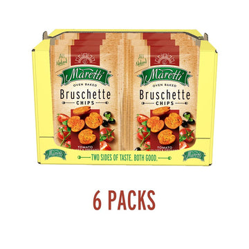 Maretti - Bruschette Chips With Tomato, Olives & Oregano - All Natural Oven Baked Bagel Chips - Good For Vegetarians - Party Sna