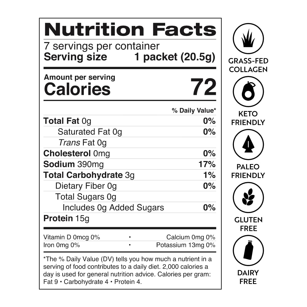 Dr. Kellyann French Onion Bone Broth Collagen Packets (7 Servings  1 Box) - 16g Protein/Serving  100% Grass-Fed Hydrolyzed Collagen  Keto & Paleo Friendly