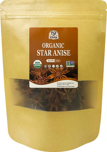 52USA Organic Star Anise - 4oz | Non-GMO, Whole Spice | Premium Quality for Cooking, Baking & Tea | Natural Flavor & Aroma