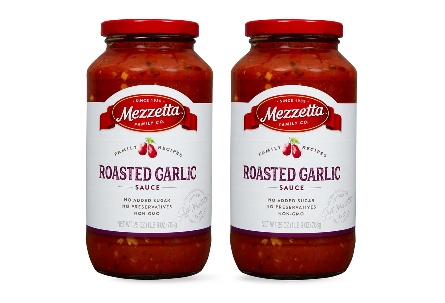 Mezzetta Family Recipes Roasted Garlic Sauce | Vegan, Non-GMO, Gluten Free, Preservative Free | 25 Ounce Jar (Pack of 2)