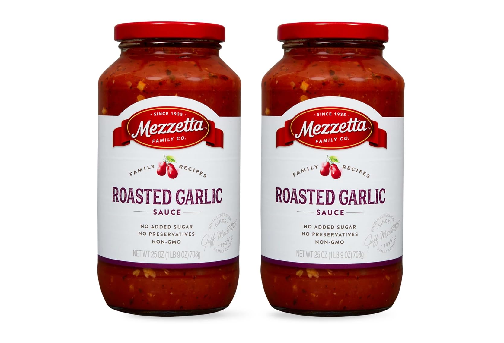 Mezzetta Family Recipes Roasted Garlic Sauce | Vegan, Non-GMO, Gluten Free, Preservative Free | 25 Ounce Jar (Pack of 2)