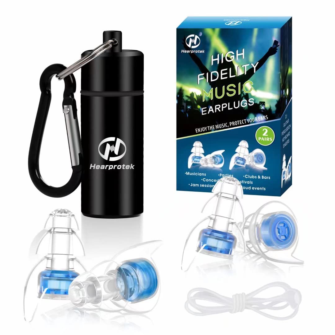 Hearprotek High Fidelity Concert Ear Plugs, Noise Reduction Music Earplugs, Hearing Protection For Musicians, Festival, Djs, Nig