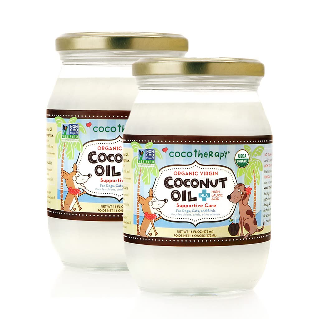 CocoTherapy (2 Pack) Organic Virgin Coconut Oil, 16 oz for Pets