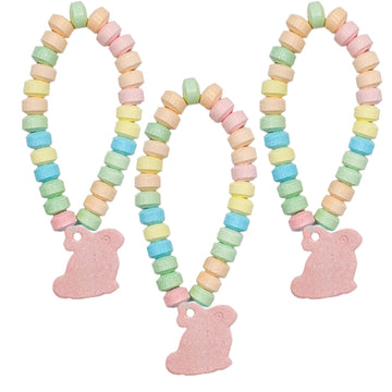 Fruidles Easter Bunny Candy Bracelet, Multicolor Fruit-Flavored Chewables For Party Favors (12-Pack)