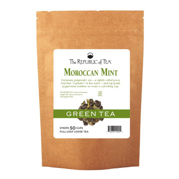 The Republic of Tea Moroccan Mint Green Full-Leaf Loose Tea 3.5 Oz Bag, Steeps 50 Cups | Caffeinated