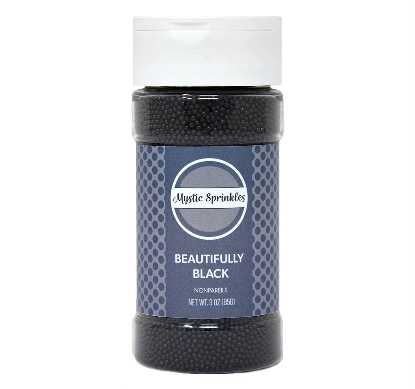 Mystic Sprinkles Solid Color Nonpareils 3.8Oz Bottle (Beautifully Black)