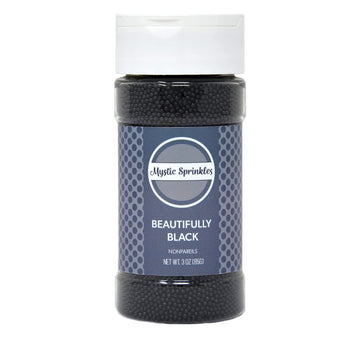 Mystic Sprinkles Solid Color Nonpareils 3.8Oz Bottle (Beautifully Black)