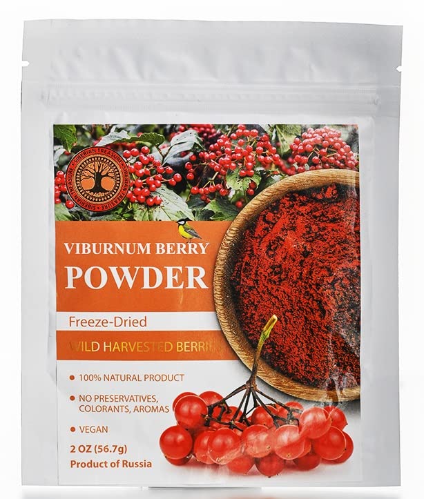 Wild Harvested Viburnum Berry Freeze-Dried Powder – 2 Oz – Natural Viburnum Powder, No Added Sugar, No Gmos