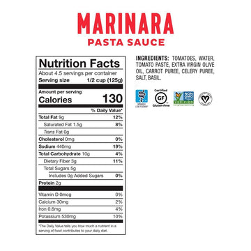 Fody Foods Marinara Pasta Sauce, 19.4 Oz, Garlic and Onion Free, Low FODMAP Certified, Gut & IBS Friendly, Vegan, Non-GMO, Glute