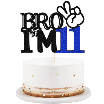 Bro I'm 11 Cake Topper- 11th Birthday Cake Picks, Officially Teenager Cake Topper, Boy 11th Birthday Cake Decorations - 11 Years