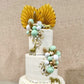Flower Cake Topper Gold Palm Leaves Balls Cake Decoration For Baby Shower Birthday Party (Babysbreath Flower)