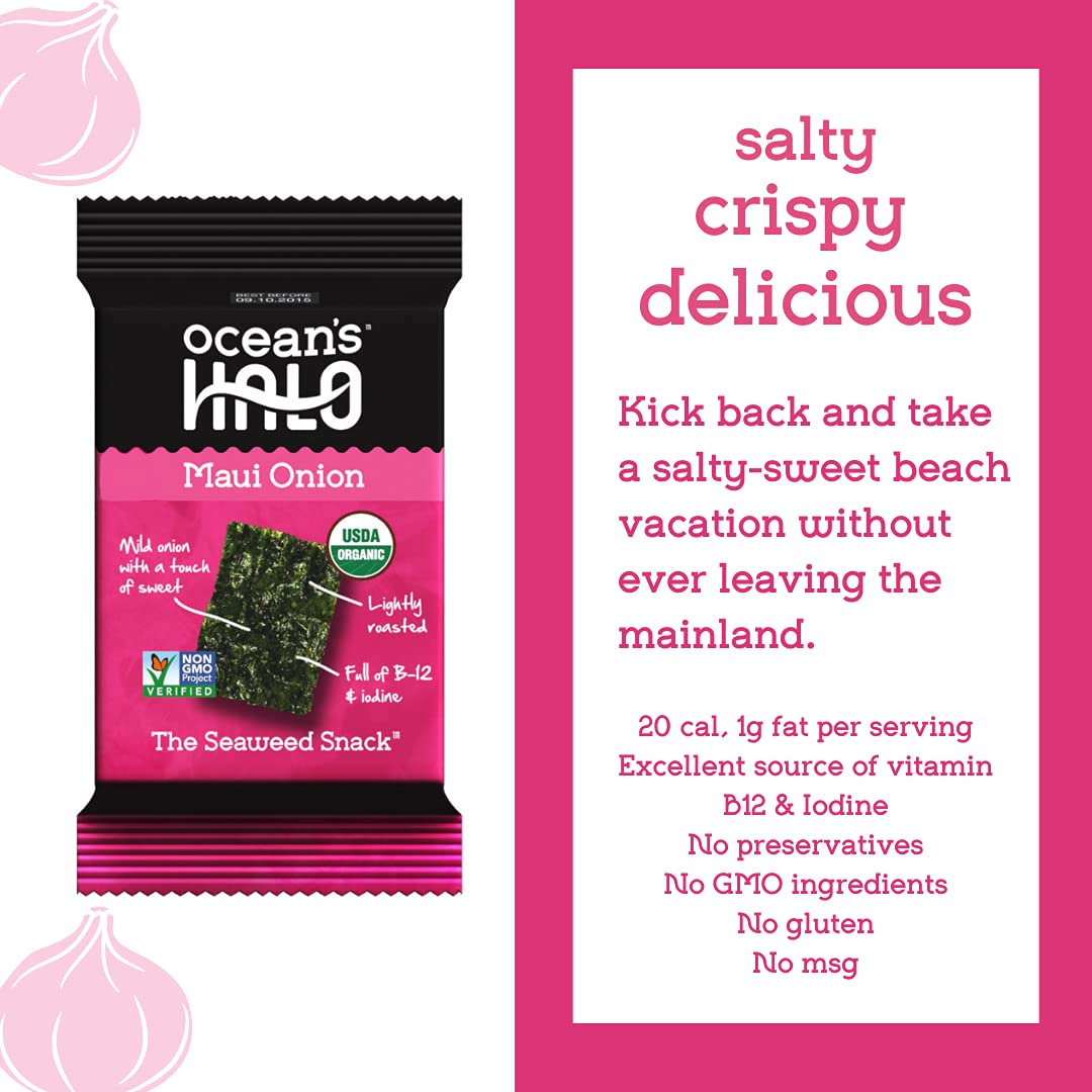 Ocean'S Halo Organic Maui Onion Seaweed Snacks, 1 Case (12 Units)