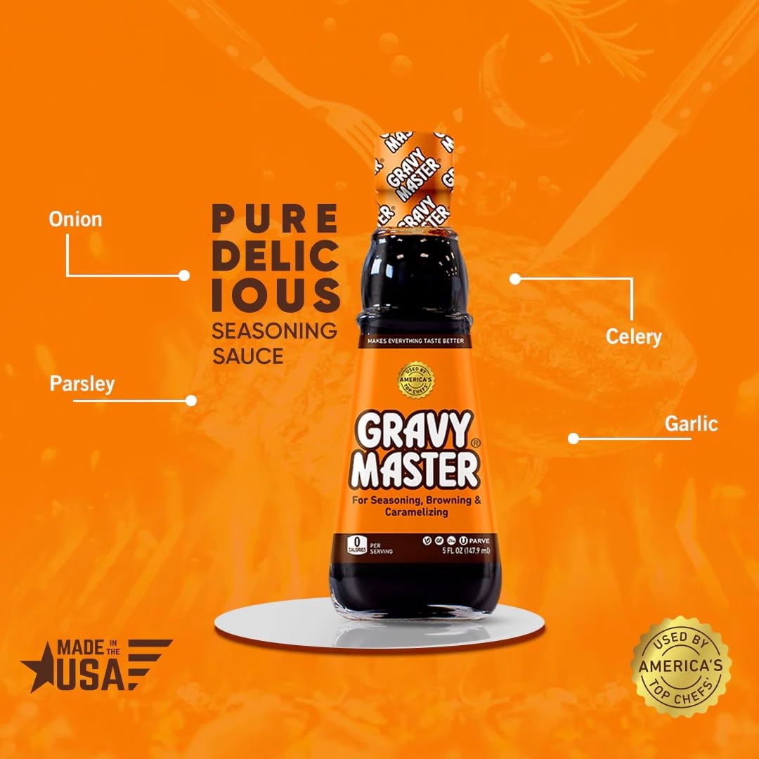 Gravy Master: Grilling, Seasoning And Browning Sauce - Ready To Use - 1 Bottle (5 Fl Oz) - Vegetarian, No Gluten, Kosher, Pareve