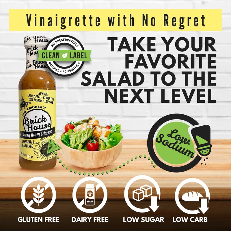 Brick House Balsamic Vinaigrette Dressing, Low Carb, Non-GMO, Low Sodium, 12 Oz