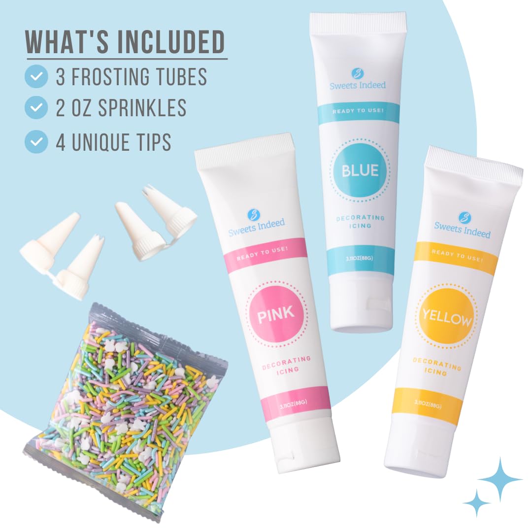 Sweets Indeed Spring Frosting Kit Plus Bunny Easter Sprinkles Frosting Tubes Nozzles Perfect For Baking And Cookie Decoarting 11