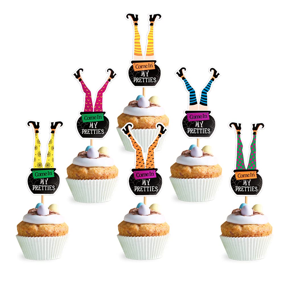 Ercadio 36 Pack Halloween Witch Boot Cupcake Toppers Witch'S Feet Shoes Legs Cupcake Picks Baby Shower Birthday Halloween Themed