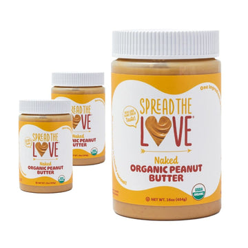 Spread The Love Naked Organic Peanut Butter (Organic, All Natural, Vegan, Gluten-Free, Creamy, Dry-Roasted, No Added Salt, No Ad