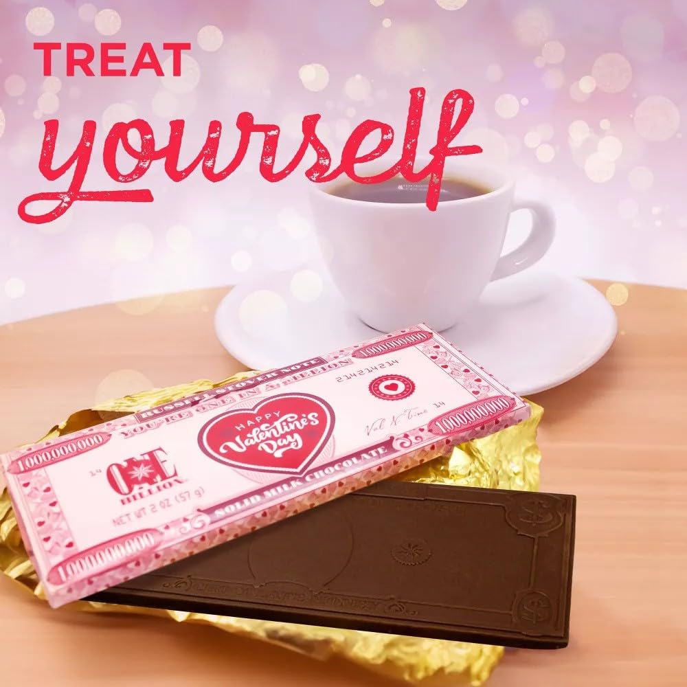 Day One In A Billion Heart Chocolate Bars - 18 Pack Solid Milk Chocolate Candy Bars Gift For Valentine'S, Party, Snacks & Treats