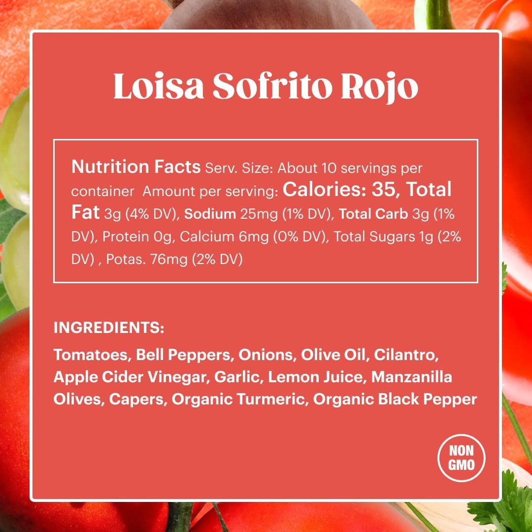 Loisa Cooking Sauce, Vegan Non-GMO Sofrito Rojo, No MSG, 12 Ounce Two Pack