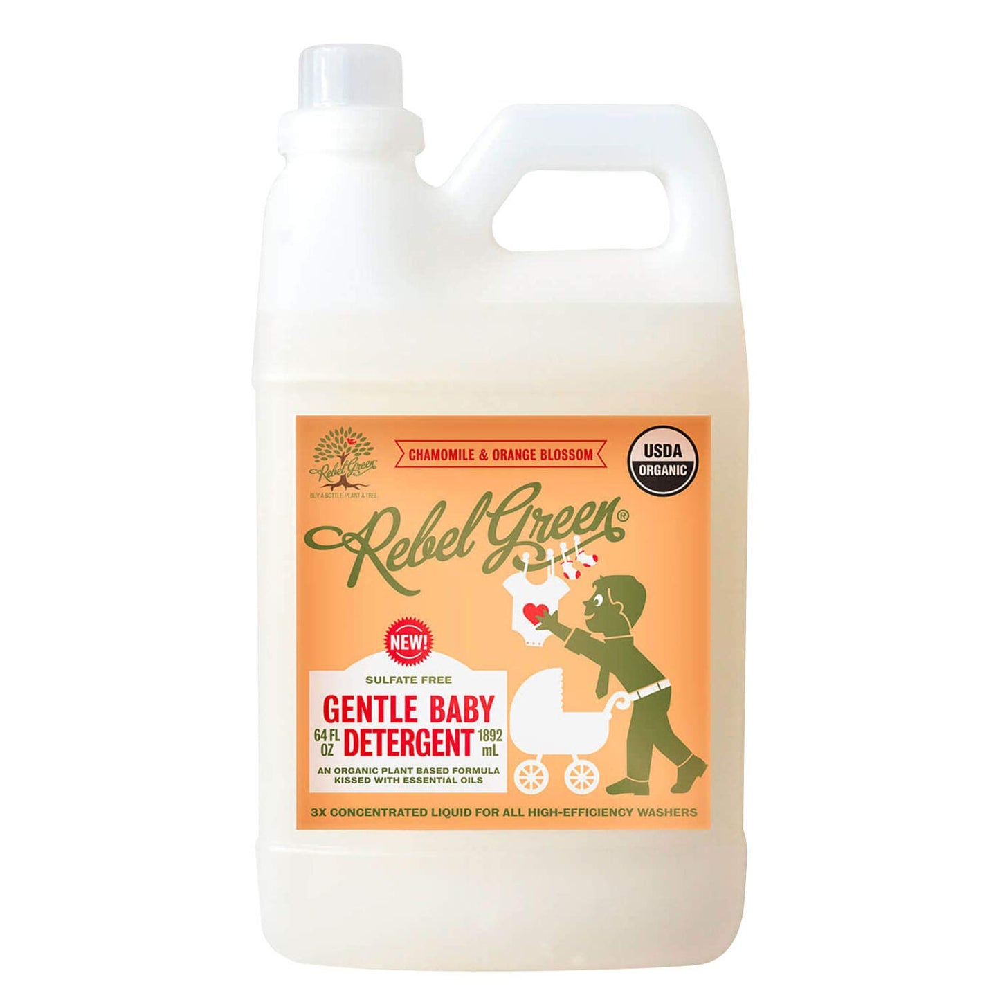 Rebel Green Natural Baby Laundry Detergent, Certified Organic and Hypoallergenic Liquid Laundry Soap for Infants and Babies with