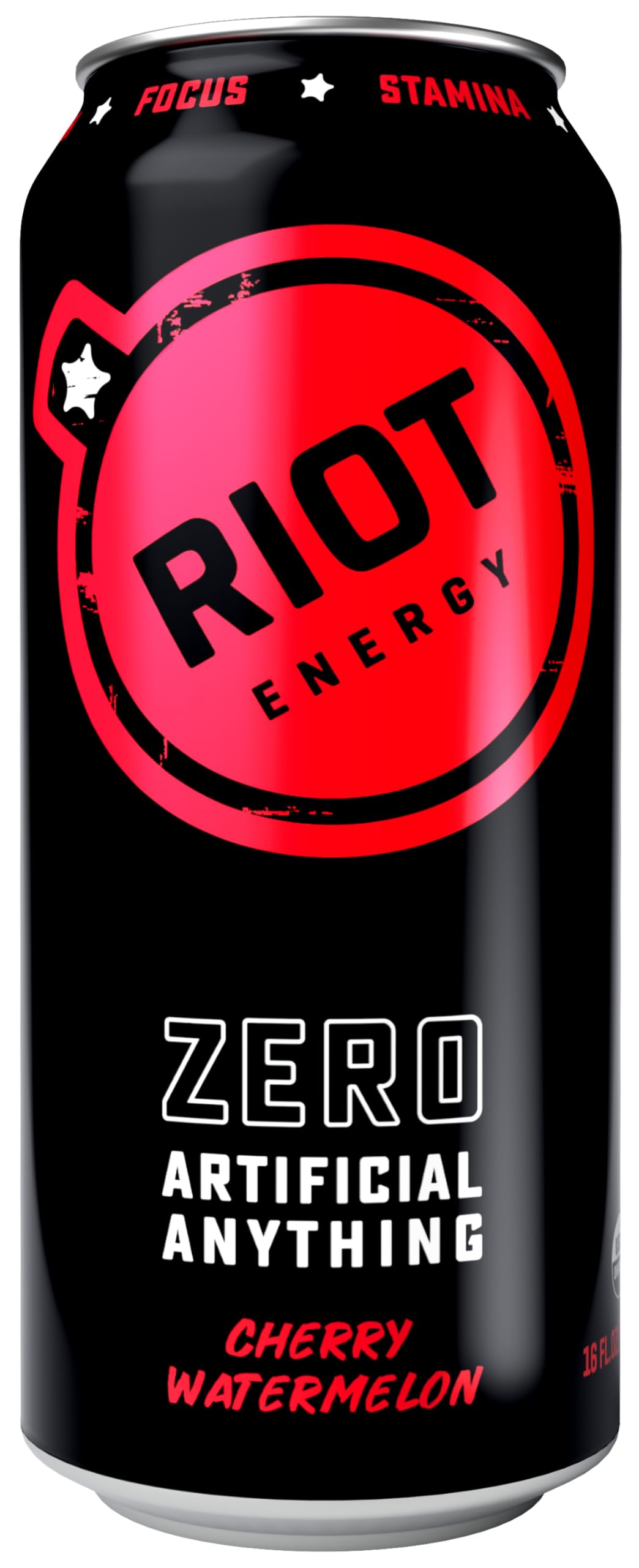 RIOT Energy Clean Energy Drink, Cherry Watermelon, Organic, No Sugar Added, 16 fl oz (Pack of 10)