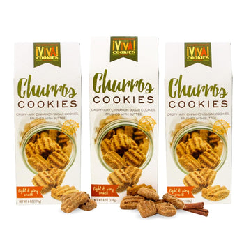 Too Good Gourmet Churros Cookies, 3 Pack Crispy-Airy Cinnamon Sugar Cookies (Pack of 3, 6oz Box)