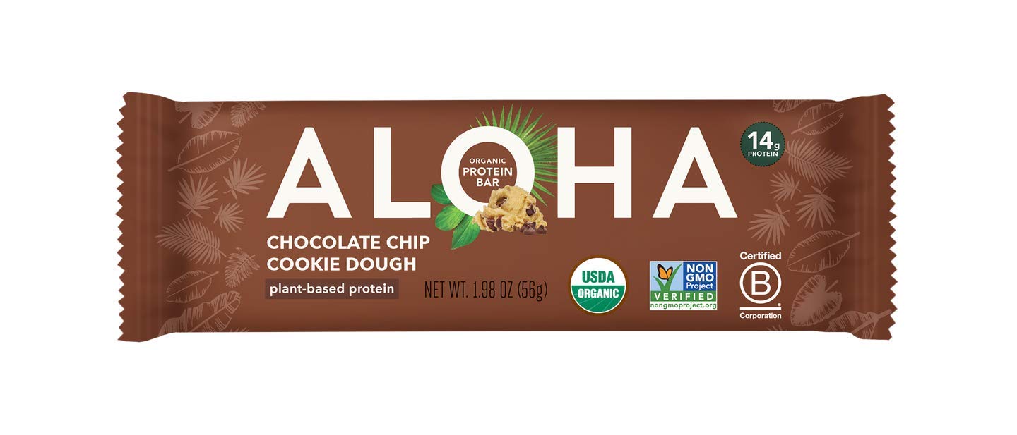 Aloha Organic Plant-Based Protein Bar, Chocolate Chip Cookie Dough, 1.98 Oz