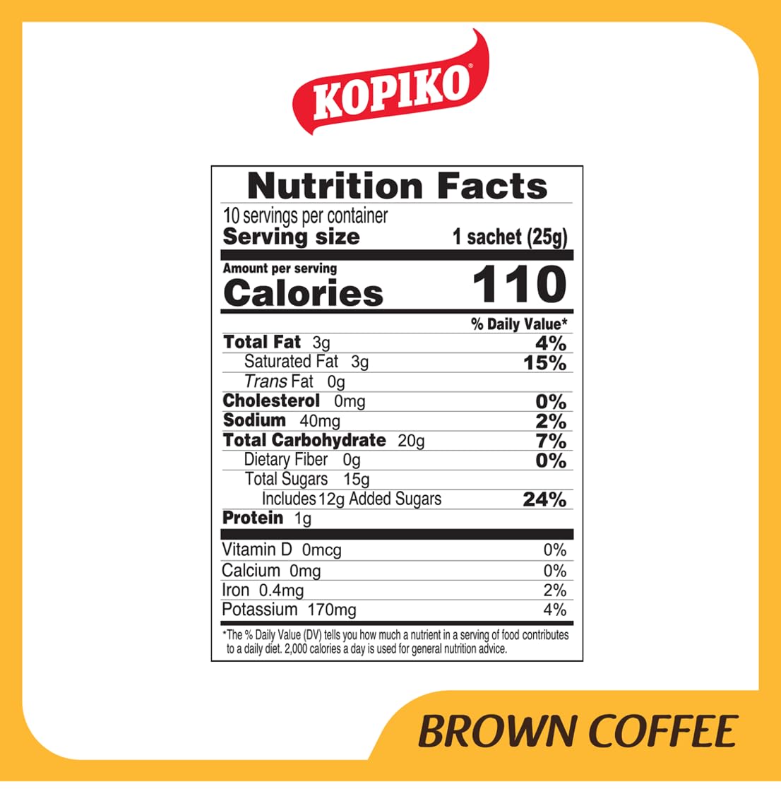 Kopiko Brown Instant Coffee Mix, Authentic Indonesian Coffee, 8.8 OZ (Pack of 10)
