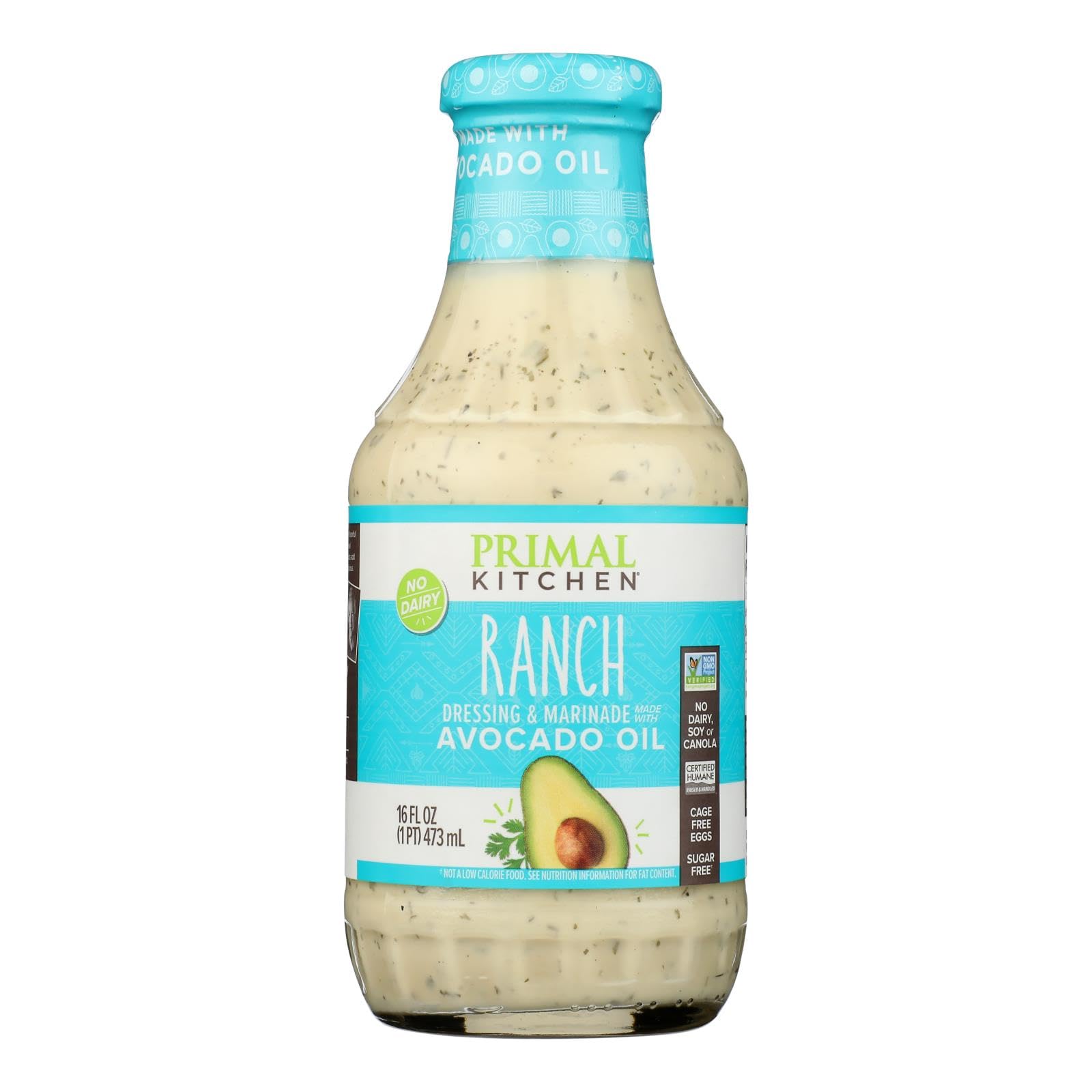 Primal Kitchen Ranch Dressing & Marinade Made with Avocado Oil, Keto & Paleo Friendly, Gluten Free & Non-GMO, 16 Fluid Ounce (Pa