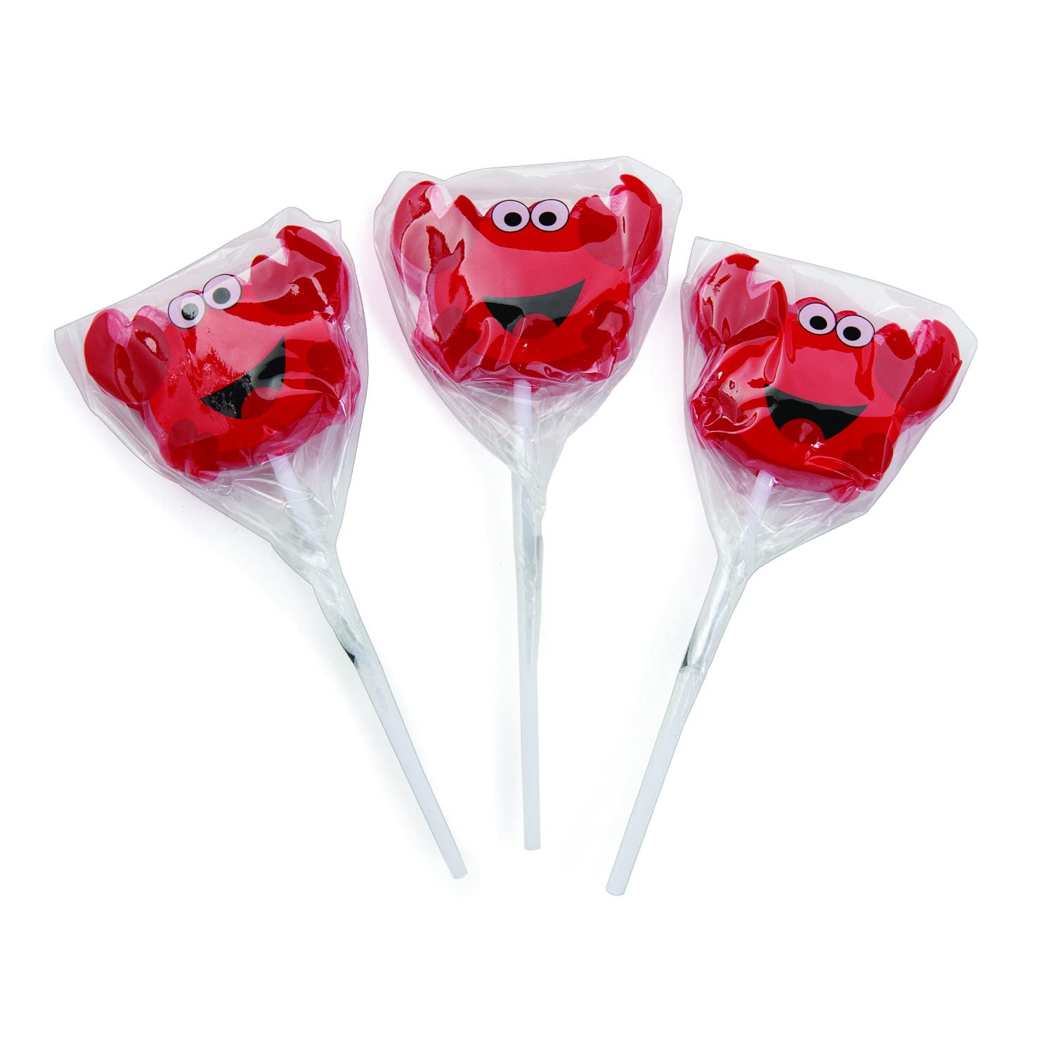Fun Express Crab Character Lollipops - 12 PC, Individually Wrapped, Red, 9.652 cm x 17.018 cm x 8.128 cm, Model 34/