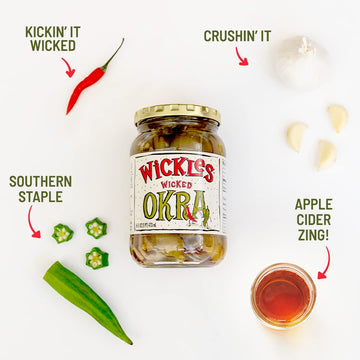 Wickles Pickles Wicked Okra (3 Pack) - Sweet & Spicy Pickled Okra - Slightly Sweet, Definitely Spicy, Wickedly Delicious (16 Oz