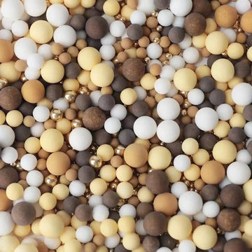 Edible Brown & Yellow & White & Gold Sugar Pearls Sprinkles Candy Mix Size Pearls Cake Decorations Cupcake Toppers Decorating Pe