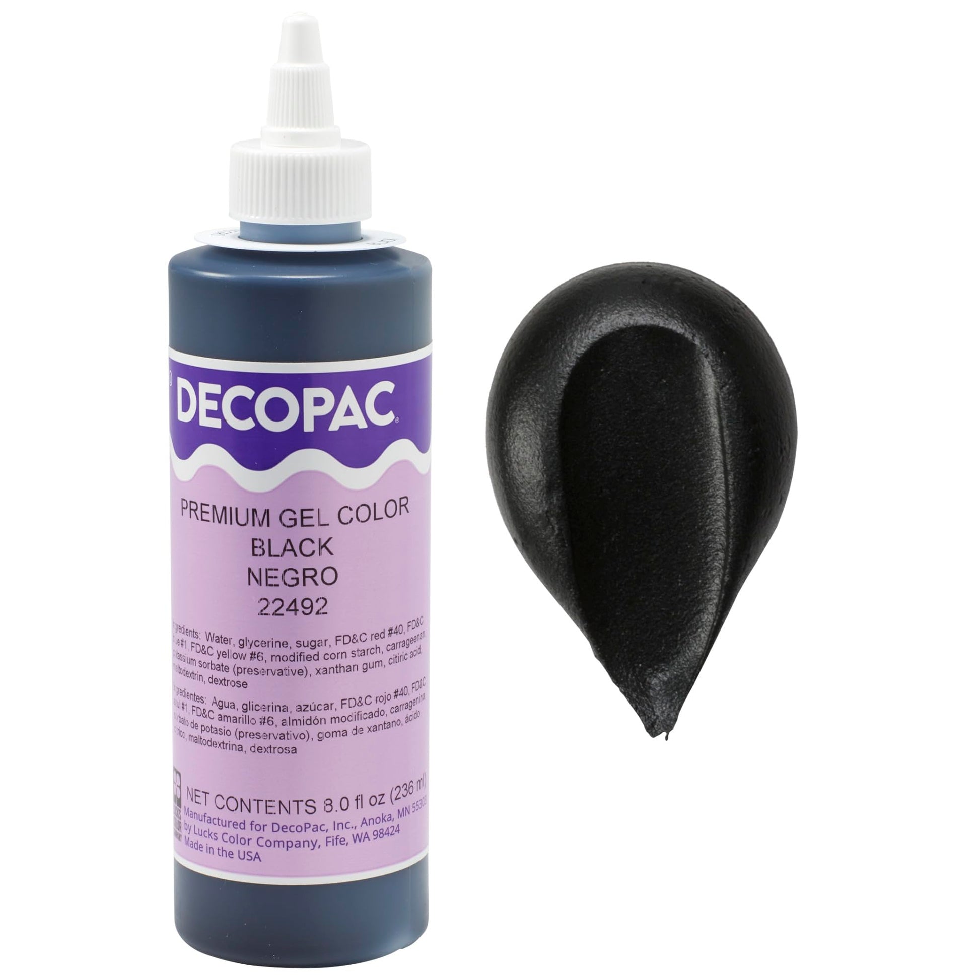 DecoPac Premium Gel Food Coloring - Black, 8 Fl Oz, Highly Concentrated for Baking, Model 22492