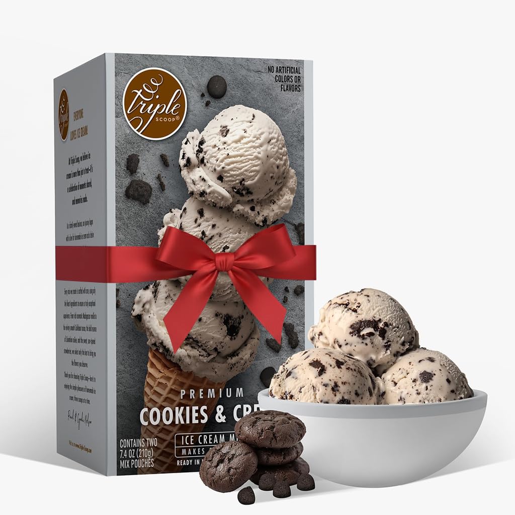 Triple Scoop - Top-Grade Cookies & Cream Ice Cream Mix For Ice Cream Maker. Simple  Easy  Delicious. From Gourmet Mix To Maker In 5 Minutes  Makes 2 Creamy Qrts  Made In Usa (1 Pack  Cookies & Cream)