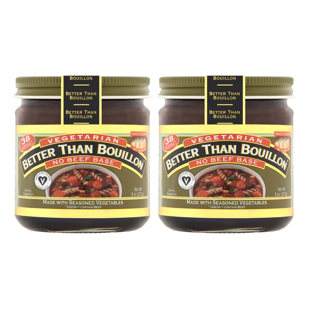 Better Than Bouillon Vegetarian No Beef Base, 8 Ounce (Pack of 2), Certified Vegan, Makes 9.5 Quarts of Broth