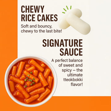 Unhas Korean Spicy and Sweet Rice Cakes, 2 Cups Instant Korean Rice Cake Tteokbokki Tteok, Single Serving, Original Flavor - Pa