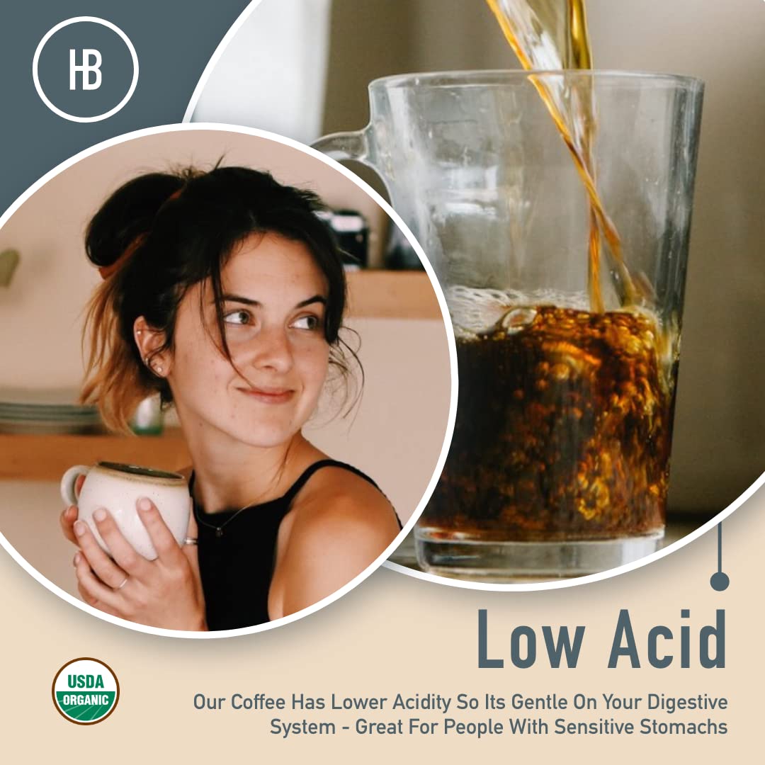 Healthy Bean Low Acid Coffee Pods - Superfood Infused, Usda, Organic Low Acid Coffee, Mold Free Coffee Pods - Clean, Healthy Cof