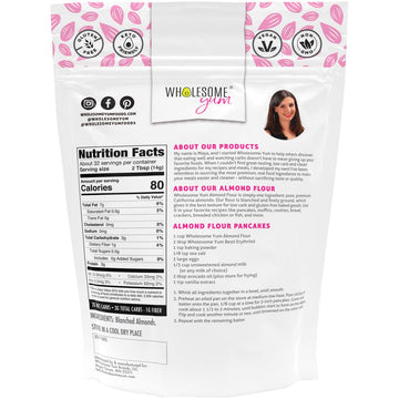 Wholesome Yum Almond Flour - Low Carb, Gluten Free, Keto Friendly, 16 oz