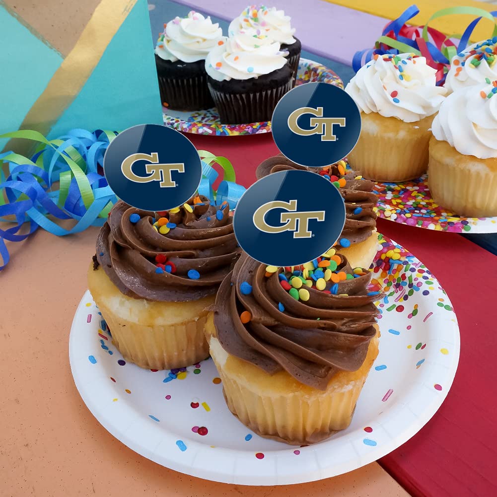 Georgia Tech Primary Logo Cupcake Picks Toppers Decoration Set Of 6