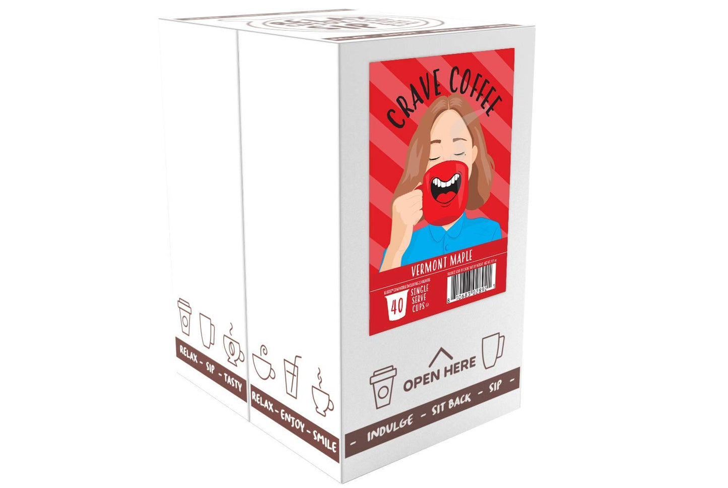 Crave Beverages Flavored Coffee Pods, Vermont Maple, 40 Count, Compatible with 2 K-Cup malt-inspired