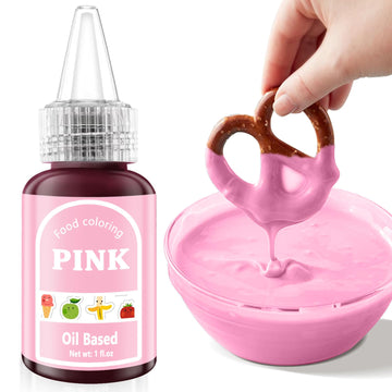 Pink Oil Based Food Coloring for Chocolates Melts - 30ML Tasteless Liquid Edible Oils Food Dye Candy Cookies Decorating, Vivid O