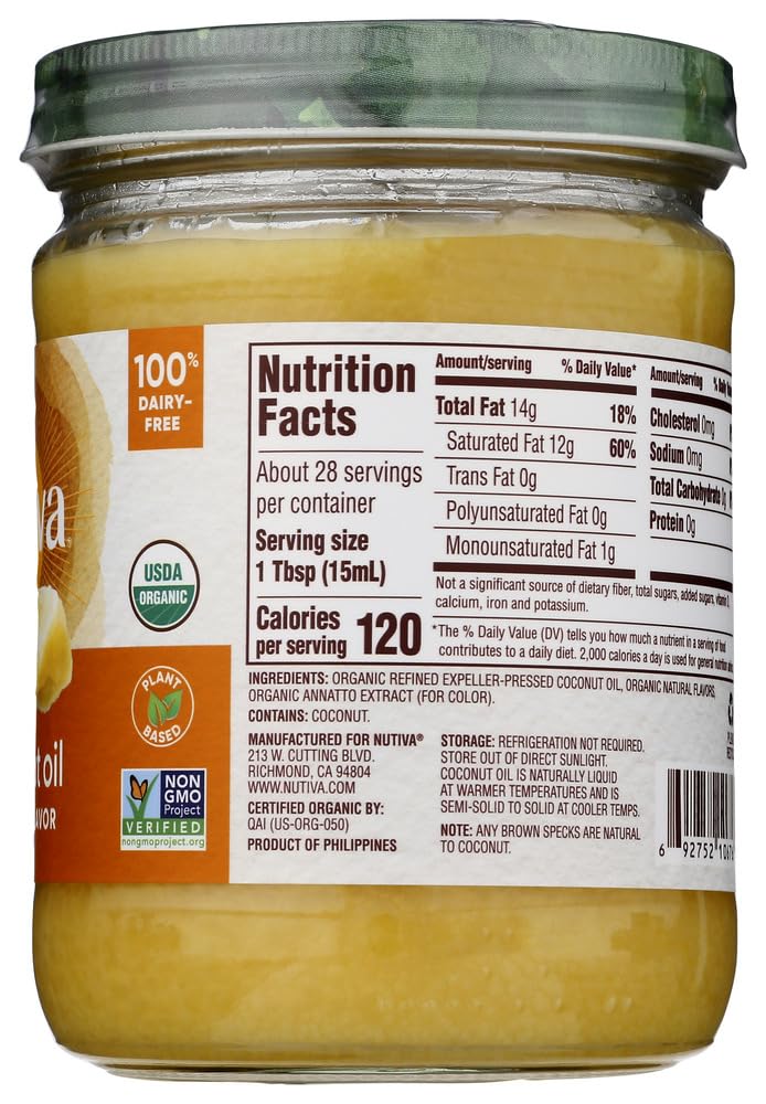 Nutiva, Organic Coconut Oil, Buttery Flavor, 14 Fl Oz Pack Of 2