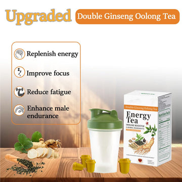 Energy Tea Immune Booster Ginseng Tea, Ginseng Oolong Tea With Sports Water Bottle, Natural Ingredients, Boosts Energy, 3-Second