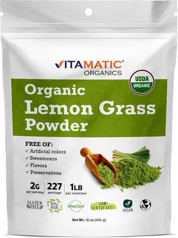 Vitamatic Certified Usda Organic Lemon Grass Powder 1 Pound (16 Ounce)