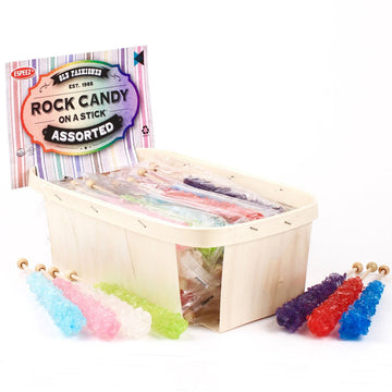 Extra Large Rock Candy Sticks: 24 Assorted Lollipop - Party Favors - Candy Buffet - Bulk Rock Candy Sticks For Birthdays, Weddin