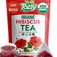 Tozzy Usda Organic Hibiscus Tea - 100 Count (Pyramid Tea Bags) | Pure Plant-Based Ingredients | Eco-Conscious Packaging