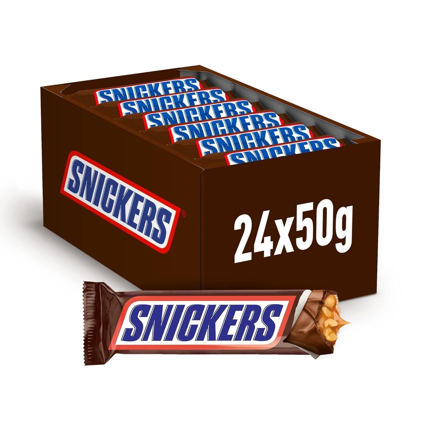 Snickers Bar With Caramel And Roasted Peanuts Chocolate Covered, 24 Bars X50G (1200G)