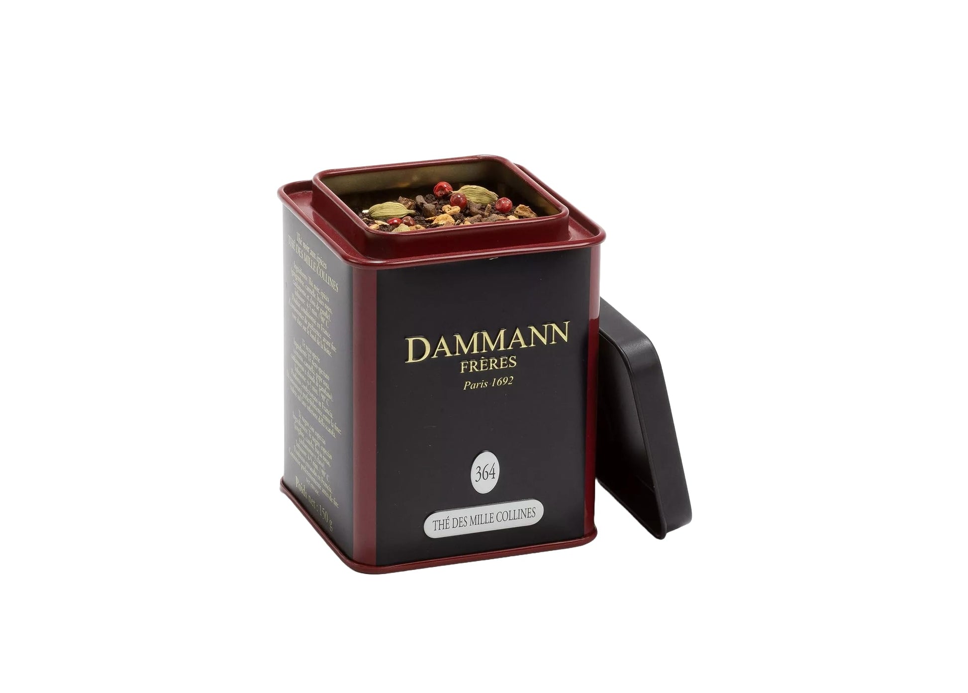 Dammann Freres Loose Leaf  Th? des Mille Collines (Cha)  enhanced Gourmet French Black Tea  Blend Ginger  Cinnamon  Cardamom Flavors  5.3 Ounce Tin