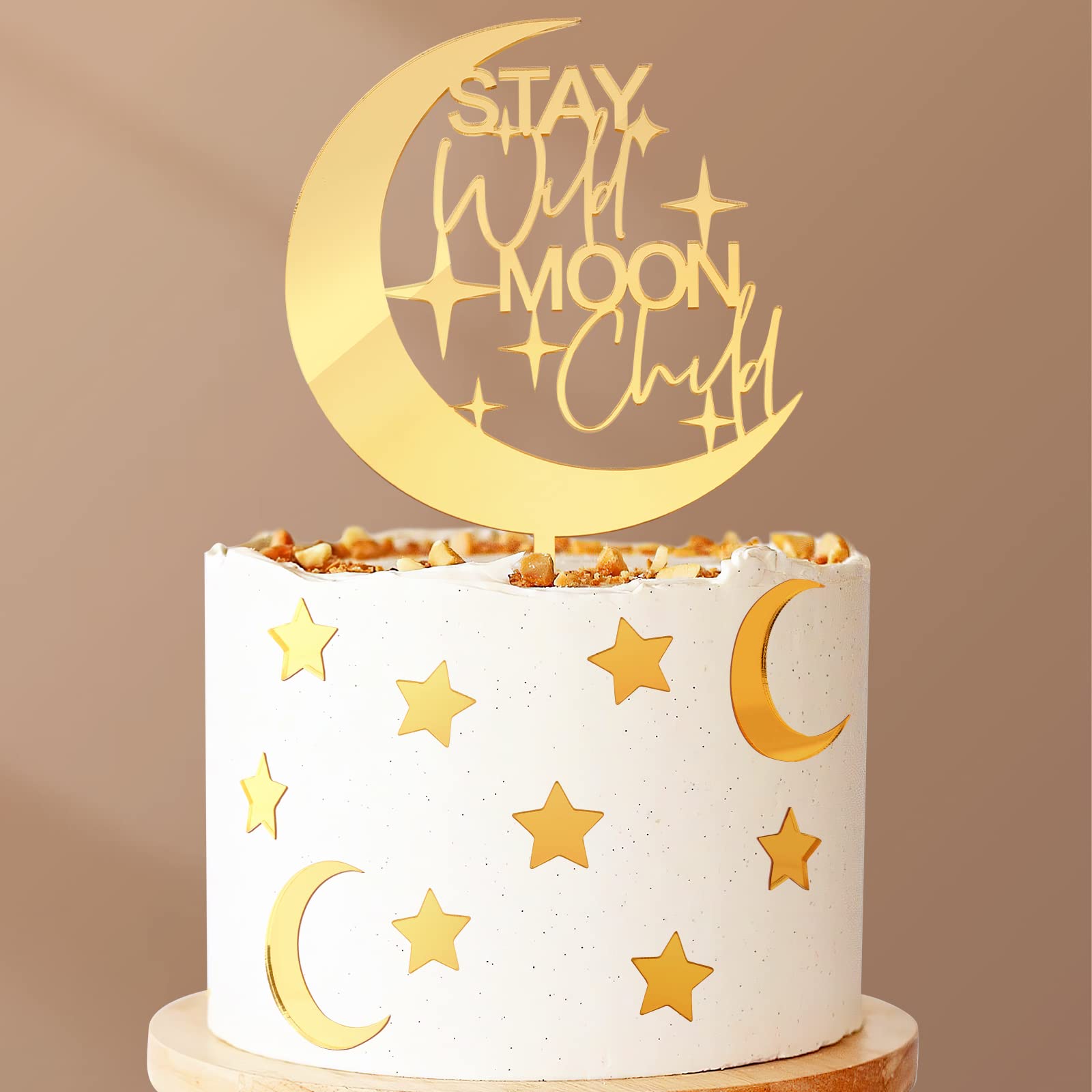 Huray Rayho 27 Pcs Stay Wild Moon Child Acrylic Cake Topper Celestial Cake Decorations Moon And Star Cake Charms For Twinkle Twi